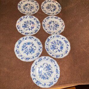 Vintage Blue Danube Onion Japan Banner Logo Lot of 7 Bread / Salad Plates 6.75"